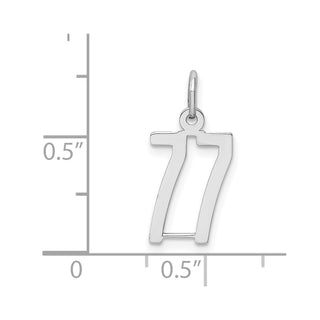 Sterling Silver Rhodium-plated Small Elongated Polished Number 77 Charm