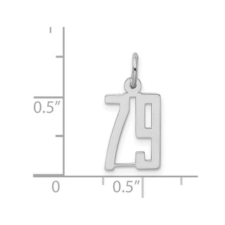 Sterling Silver Rhodium-plated Small Elongated Polished Number 79 Charm
