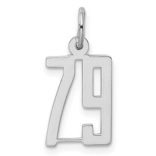Sterling Silver Rhodium-plated Small Elongated Polished Number 79 Charm