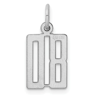 Sterling Silver Rhodium-plated Small Elongated Polished Number 80 Charm