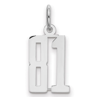 Sterling Silver Rhodium-plated Small Elongated Polished Number 81 Charm