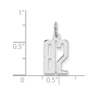 Sterling Silver Rhodium-plated Small Elongated Polished Number 82 Charm