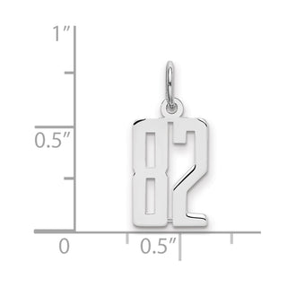 Sterling Silver Rhodium-plated Small Elongated Polished Number 82 Charm