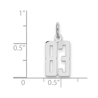Sterling Silver Rhodium-plated Small Elongated Polished Number 83 Charm