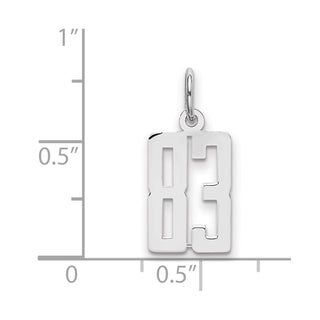 Sterling Silver Rhodium-plated Small Elongated Polished Number 83 Charm