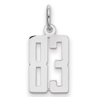Sterling Silver Rhodium-plated Small Elongated Polished Number 83 Charm