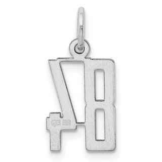 Sterling Silver Rhodium-plated Small Elongated Polished Number 84 Charm