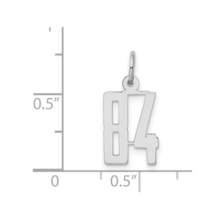 Sterling Silver Rhodium-plated Small Elongated Polished Number 84 Charm