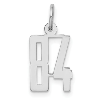 Sterling Silver Rhodium-plated Small Elongated Polished Number 84 Charm