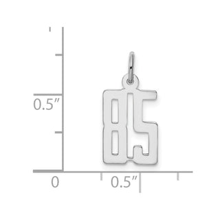 Sterling Silver Rhodium-plated Small Elongated Polished Number 85 Charm