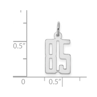 Sterling Silver Rhodium-plated Small Elongated Polished Number 85 Charm