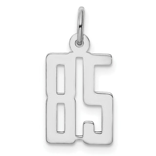 Sterling Silver Rhodium-plated Small Elongated Polished Number 85 Charm