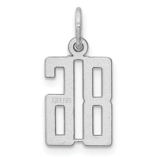 Sterling Silver Rhodium-plated Small Elongated Polished Number 86 Charm