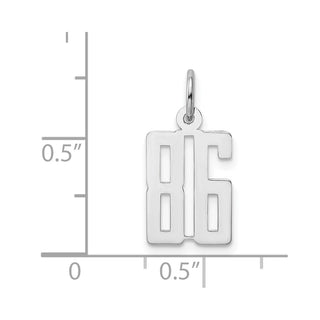 Sterling Silver Rhodium-plated Small Elongated Polished Number 86 Charm