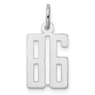 Sterling Silver Rhodium-plated Small Elongated Polished Number 86 Charm