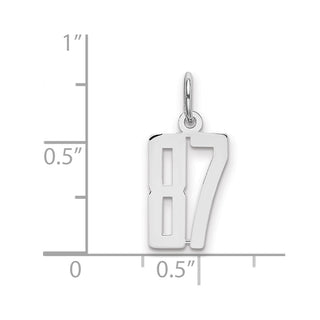 Sterling Silver Rhodium-plated Small Elongated Polished Number 87 Charm