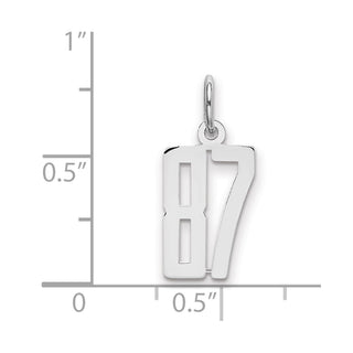 Sterling Silver Rhodium-plated Small Elongated Polished Number 87 Charm