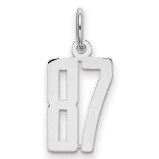 Sterling Silver Rhodium-plated Small Elongated Polished Number 87 Charm