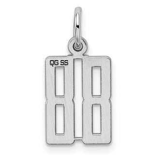 Sterling Silver Rhodium-plated Small Elongated Polished Number 88 Charm