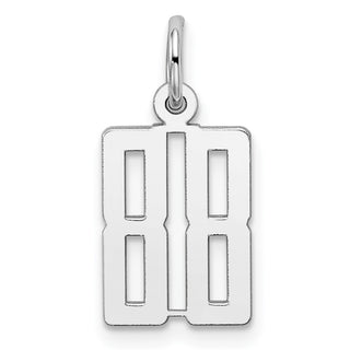 Sterling Silver Rhodium-plated Small Elongated Polished Number 88 Charm