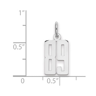 Sterling Silver Rhodium-plated Small Elongated Polished Number 89 Charm
