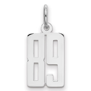 Sterling Silver Rhodium-plated Small Elongated Polished Number 89 Charm