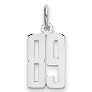 Sterling Silver Rhodium-plated Small Elongated Polished Number 89 Charm