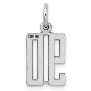 Sterling Silver Rhodium-plated Small Elongated Polished Number 90 Charm