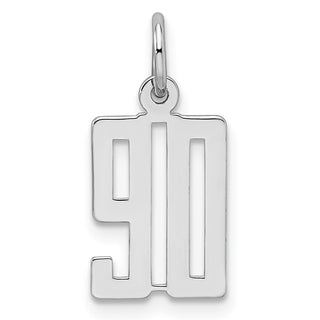 Sterling Silver Rhodium-plated Small Elongated Polished Number 90 Charm