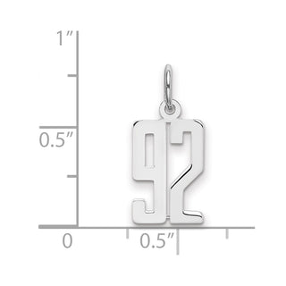 Sterling Silver Rhodium-plated Small Elongated Polished Number 92 Charm