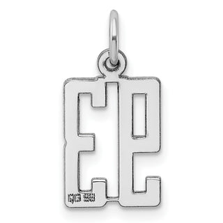 Sterling Silver Rhodium-plated Small Elongated Polished Number 93 Charm