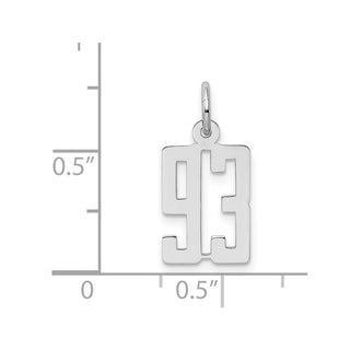 Sterling Silver Rhodium-plated Small Elongated Polished Number 93 Charm