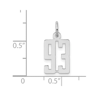 Sterling Silver Rhodium-plated Small Elongated Polished Number 93 Charm