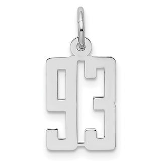 Sterling Silver Rhodium-plated Small Elongated Polished Number 93 Charm