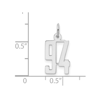 Sterling Silver Rhodium-plated Small Elongated Polished Number 94 Charm