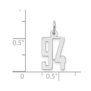 Sterling Silver Rhodium-plated Small Elongated Polished Number 94 Charm
