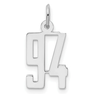 Sterling Silver Rhodium-plated Small Elongated Polished Number 94 Charm