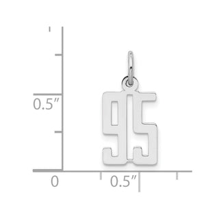 Sterling Silver Rhodium-plated Small Elongated Polished Number 95 Charm