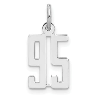 Sterling Silver Rhodium-plated Small Elongated Polished Number 95 Charm