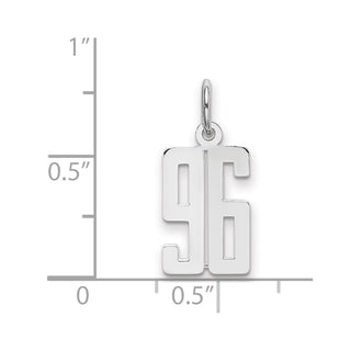 Sterling Silver Rhodium-plated Small Elongated Polished Number 96 Charm