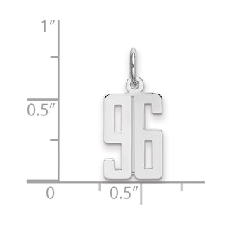 Sterling Silver Rhodium-plated Small Elongated Polished Number 96 Charm