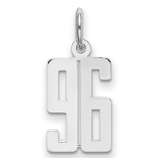 Sterling Silver Rhodium-plated Small Elongated Polished Number 96 Charm