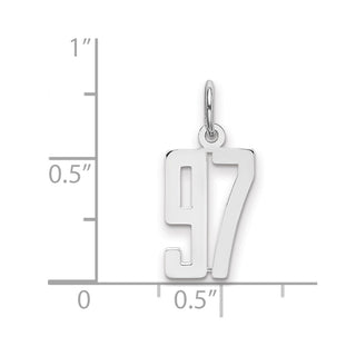 Sterling Silver Rhodium-plated Small Elongated Polished Number 97 Charm