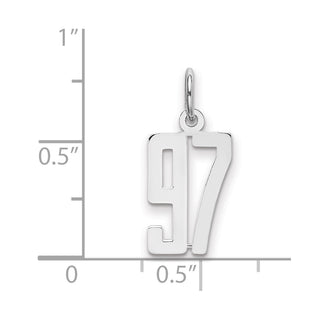 Sterling Silver Rhodium-plated Small Elongated Polished Number 97 Charm