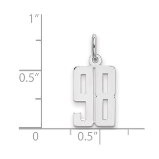 Sterling Silver Rhodium-plated Small Elongated Polished Number 98 Charm
