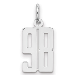 Sterling Silver Rhodium-plated Small Elongated Polished Number 98 Charm
