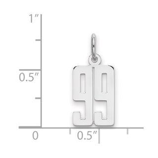 Sterling Silver Rhodium-plated Small Elongated Polished Number 99 Charm