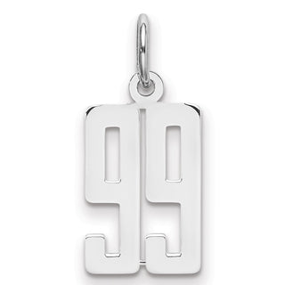 Sterling Silver Rhodium-plated Small Elongated Polished Number 99 Charm