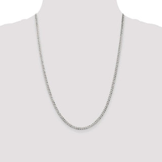 24" Sterling Silver 3.2mm Beveled Curb Chain Necklace