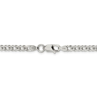 8" Sterling Silver 4mm Beveled Curb Chain Bracelet
